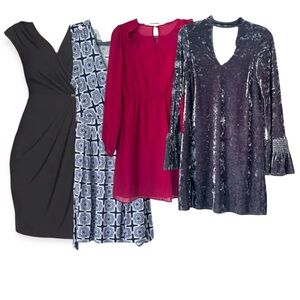 Lot of 4 Women's Midi Classy Dresses Aqua BR Forever 21 Work Party Size XS